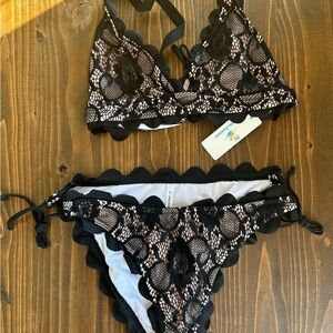 Elegant Black Lace Bikini Set